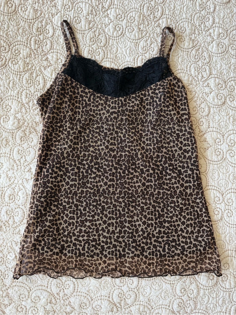 Vintage Y2K leopard print lace cami top